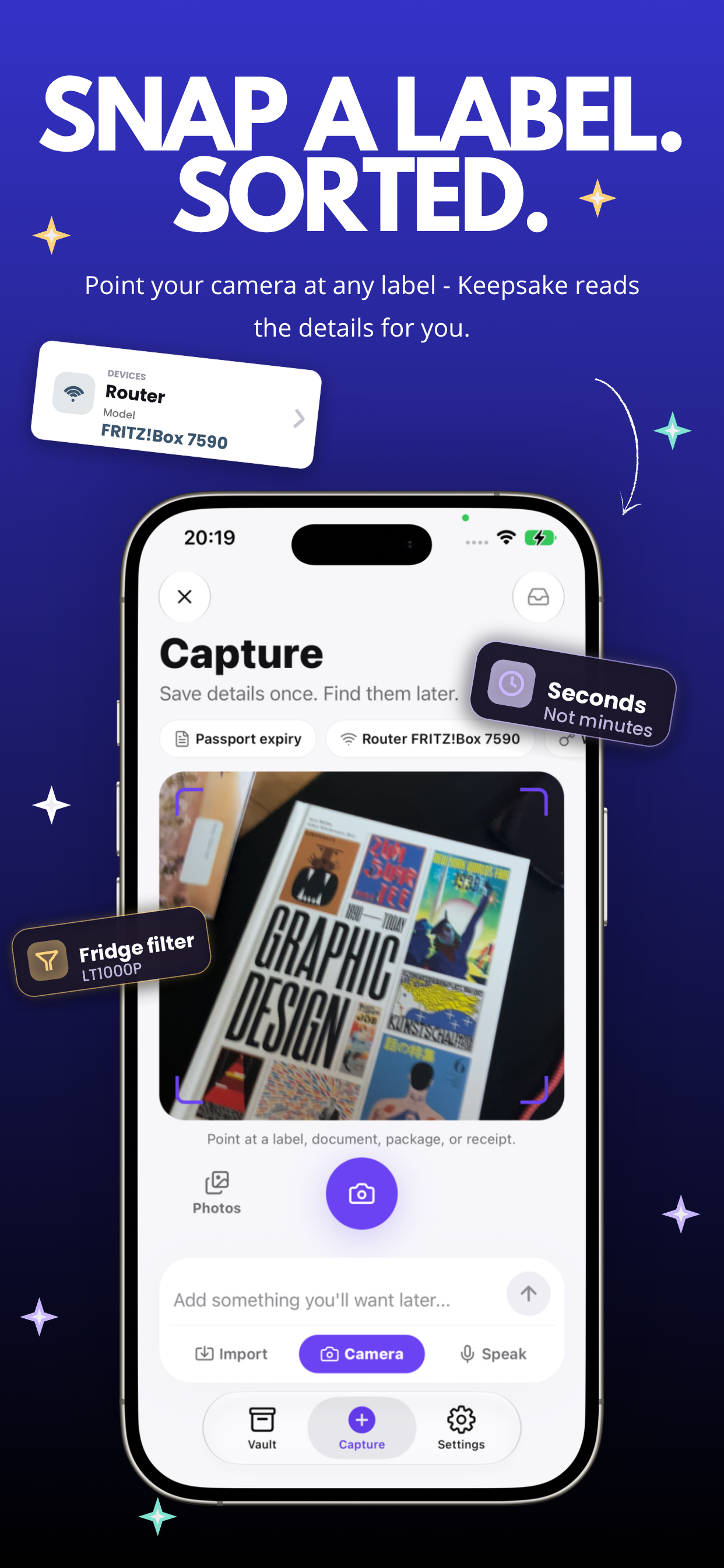 Scanning a product label with Keepsake